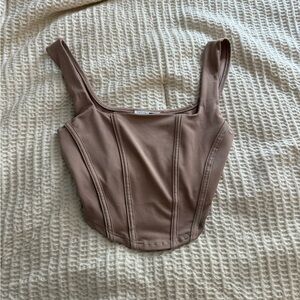 Fashion Nova Tan Sleeveless Bustier Crop Top